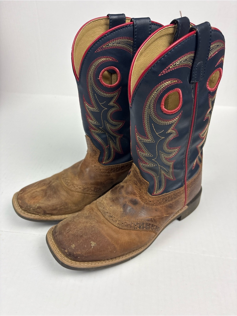 Cody James Bobby Youth Big Boys Size 5 Cowboy Boots Brown Blue Leather Western